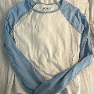 hollister baby tee blue and white long sleeve